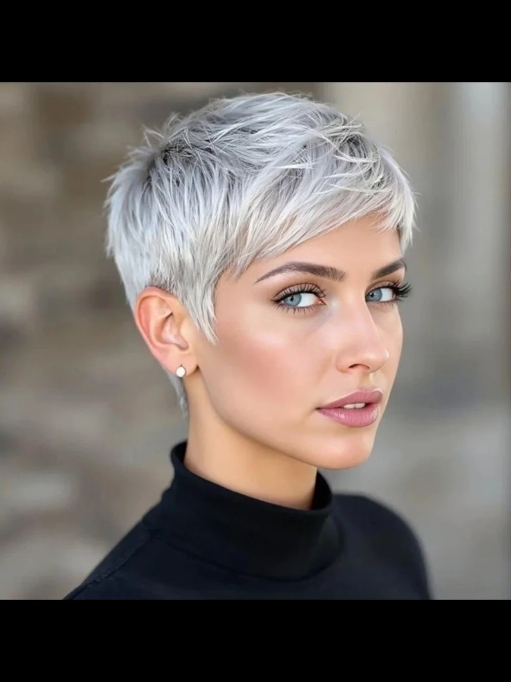 Platinum Silver Grey Pixie Cut Synthetic Wig - Heat-Resistant